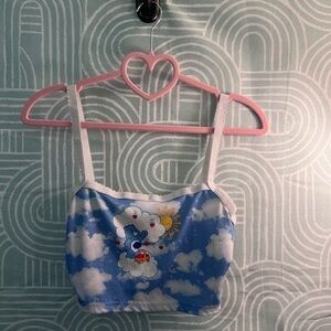 Blue Cloud Print Crop Top - Carebears